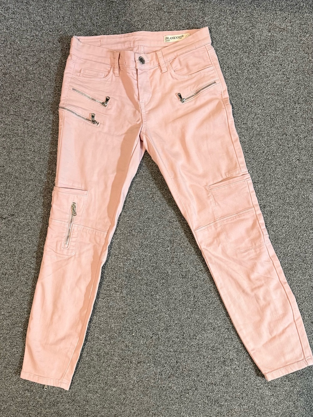 Blank NYC Slim Pink Cargo Zip-Accent Jeans